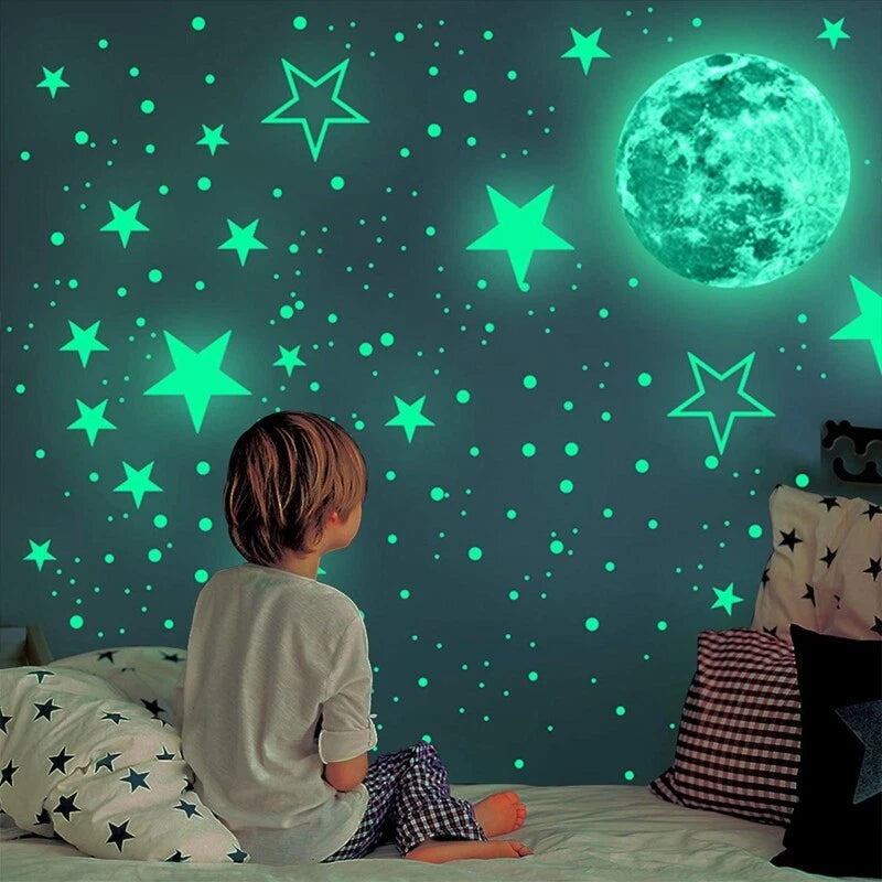 435 Wall Stickers Luminous Stars Moon Planet Glow In The Dark Nursery Kids Room