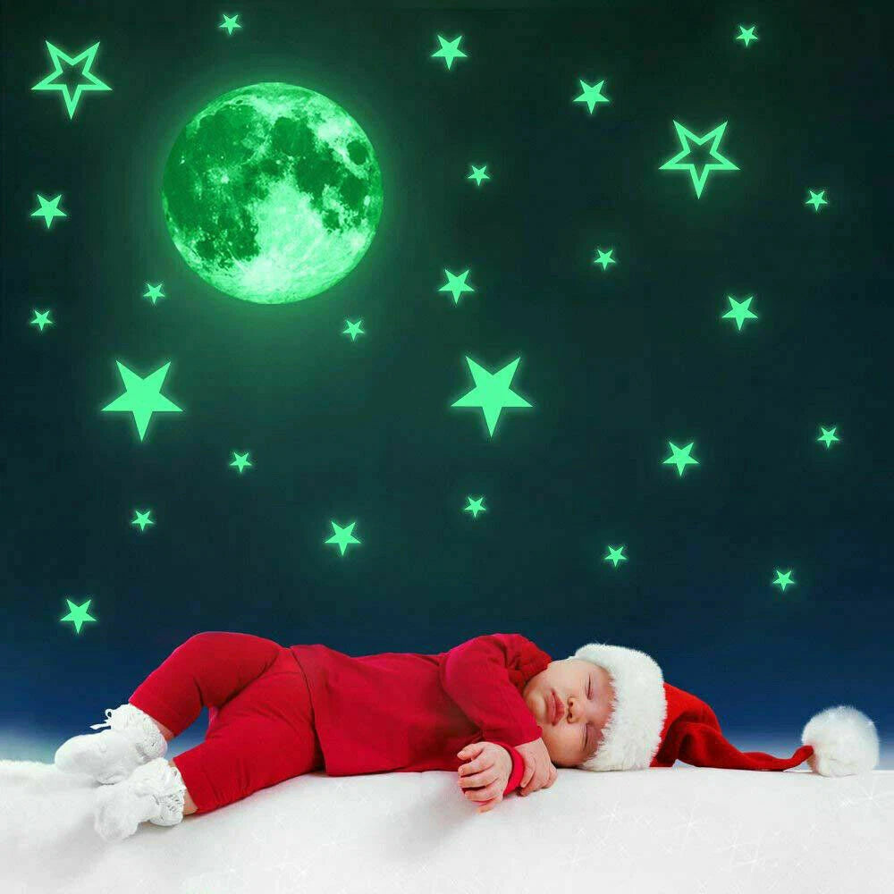 435 Wall Stickers Luminous Stars Moon Planet Glow In The Dark Nursery Kids Room