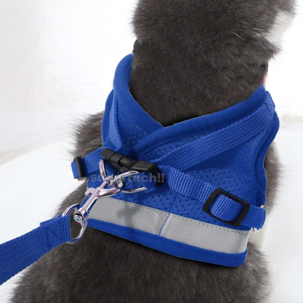 Kitten Dog Cat Harness Walking  Vest Lead Leash Collar Pet Vest Mesh Adjustable