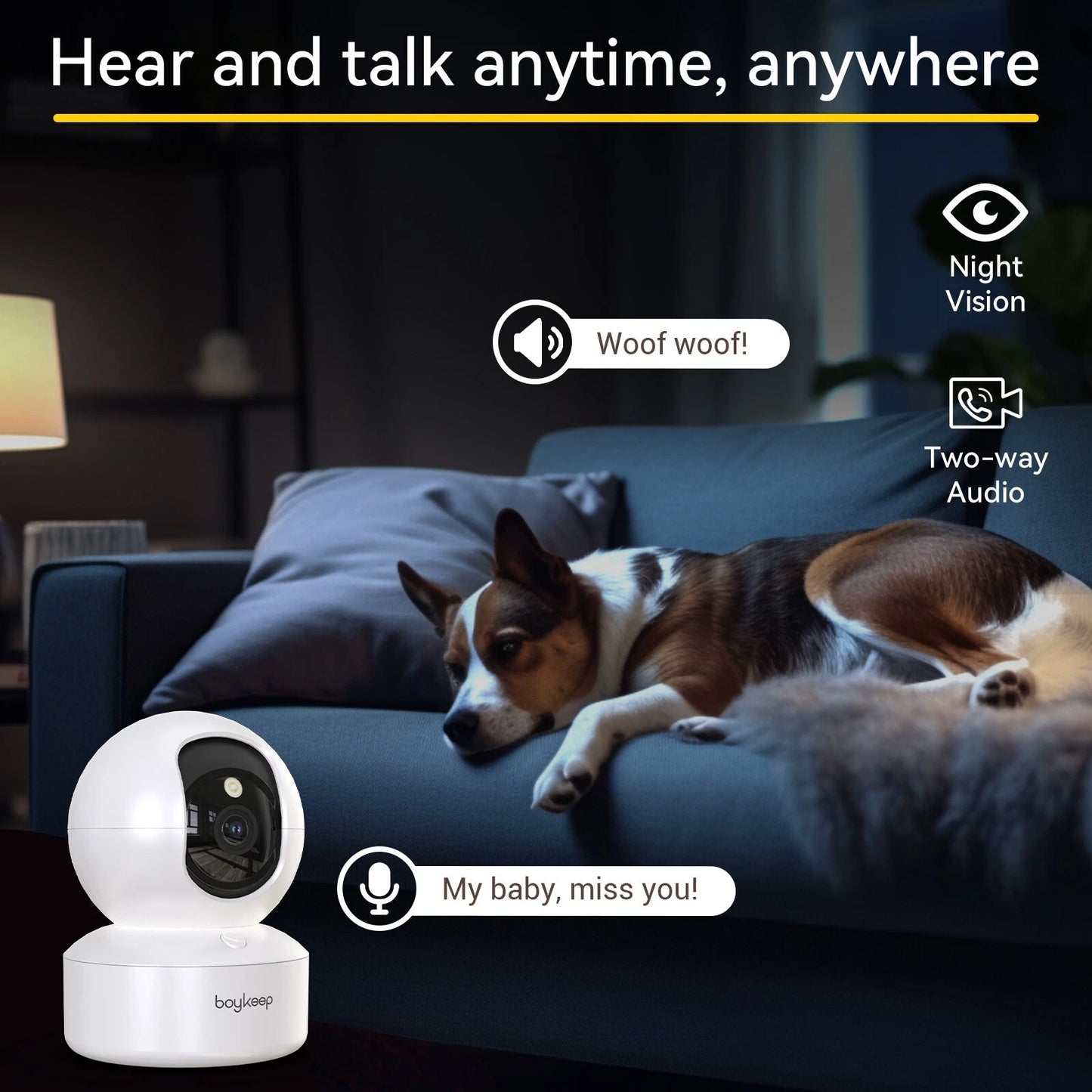 2PCS Security Camera 5G WIFI Indoor Smart Home Baby Pet Wired Cam Night Vision