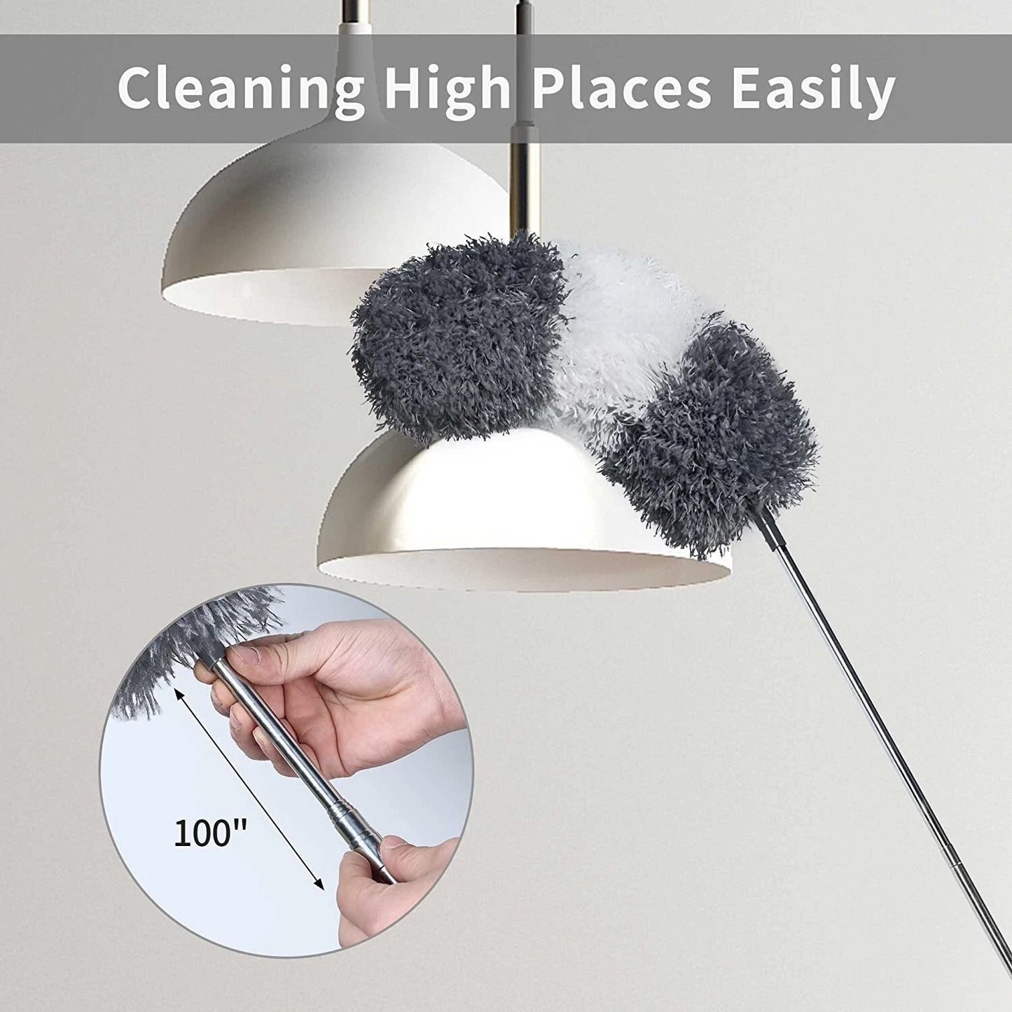 Microfiber Feather Duster Retractable Pole Bendable Duster for Ceiling Fans Cars