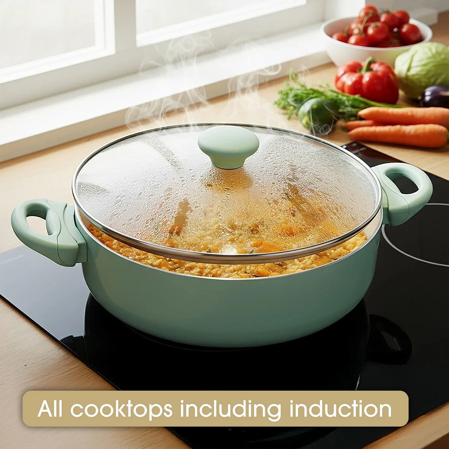 RACO SmartStart Ceramic Nonstick Induction 6 Piece Cookware Set With Pan Protect