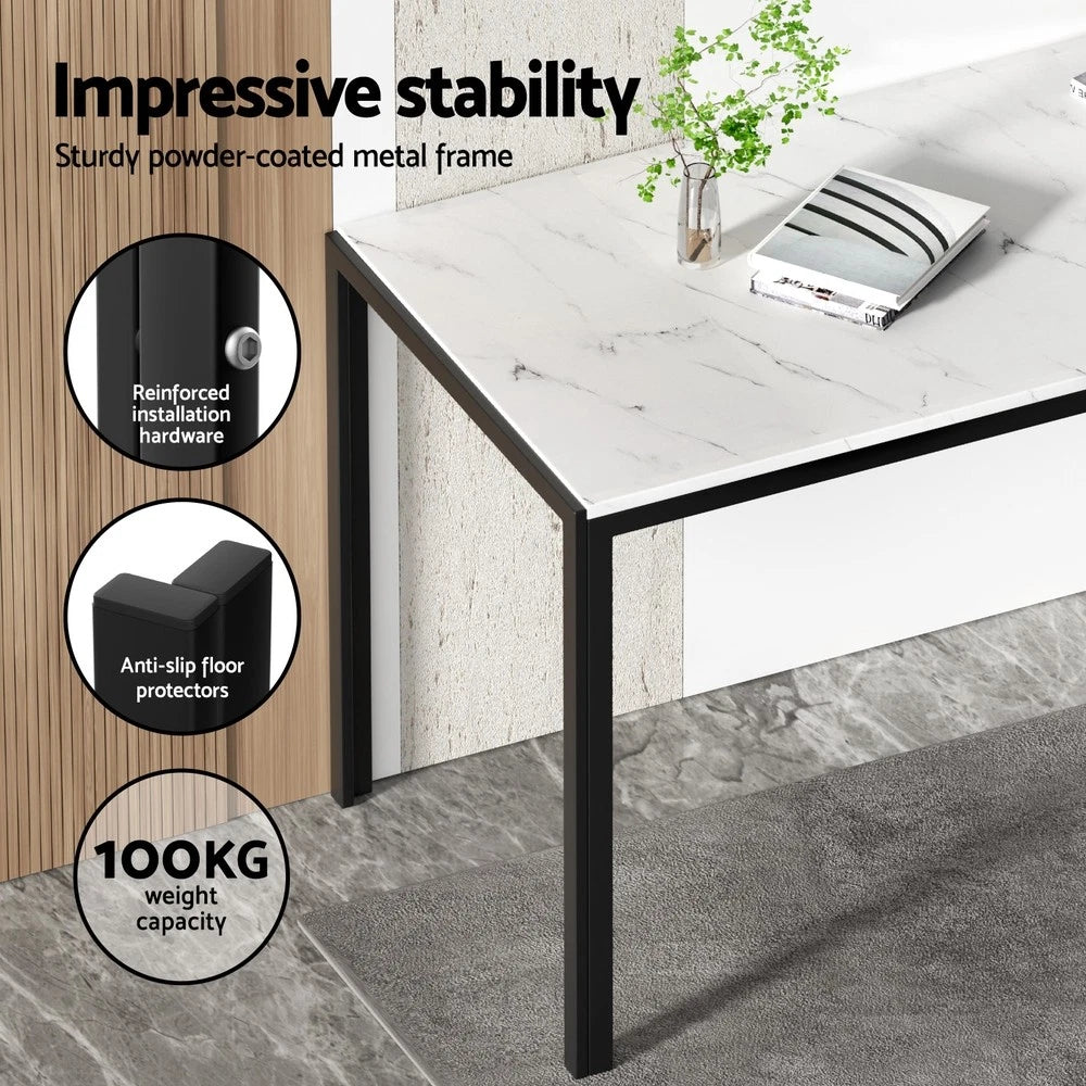 Artiss Dining Table and Chairs Set of 5 Glossy Marble Effect Home Kitchen Lounge