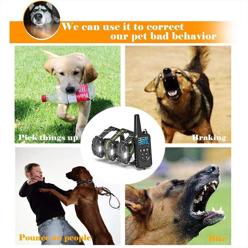 Anti Bark Electric Shock Dog Pet Training E-Collar Obedience Remote Control AU