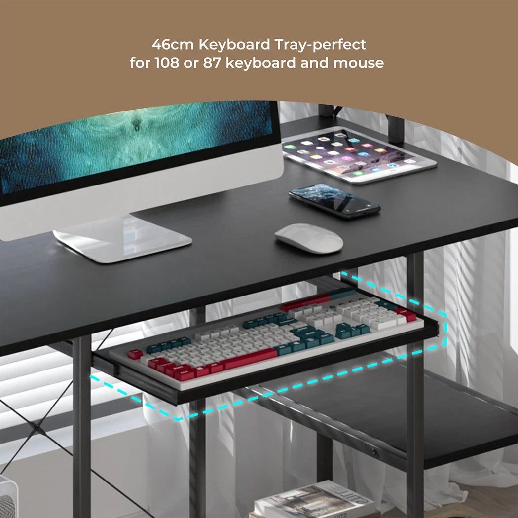 Levede Computer Desk Home Office Study Table Monitor Stand Keyboard Tray Black