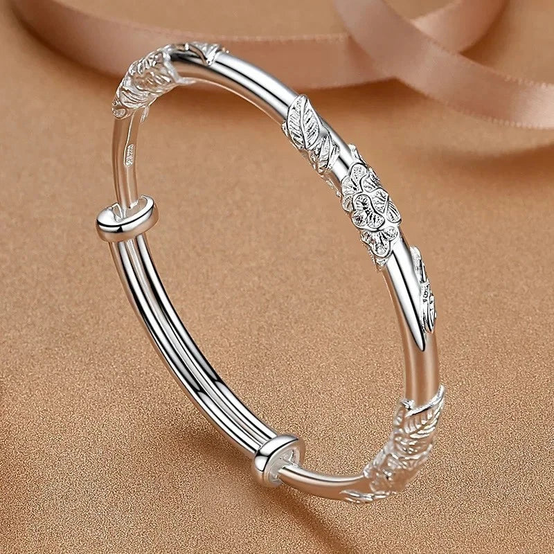 925 Sterling Silver Weave Bracelet – Adjustable Bangle for Women