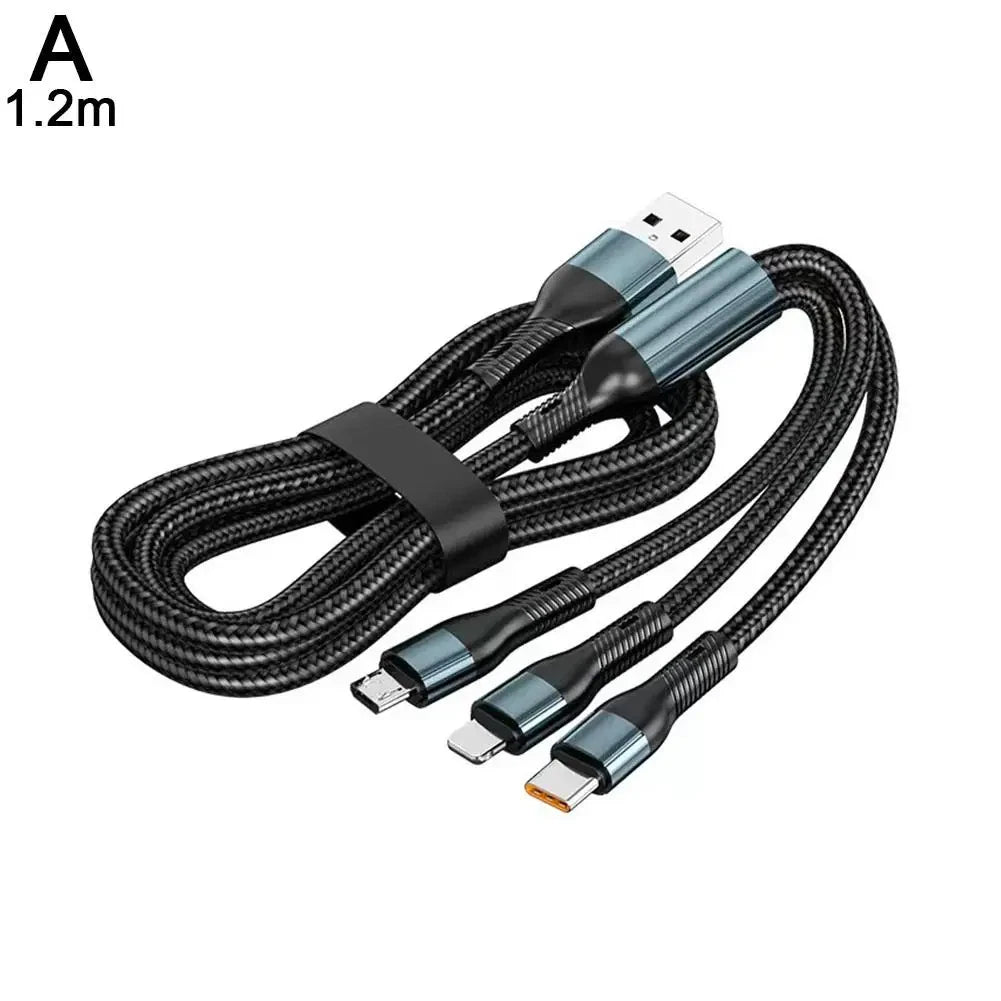 3 in 1 100W Type C Micro USB A/C Fast Charging Cable For Samsung iPhone 17