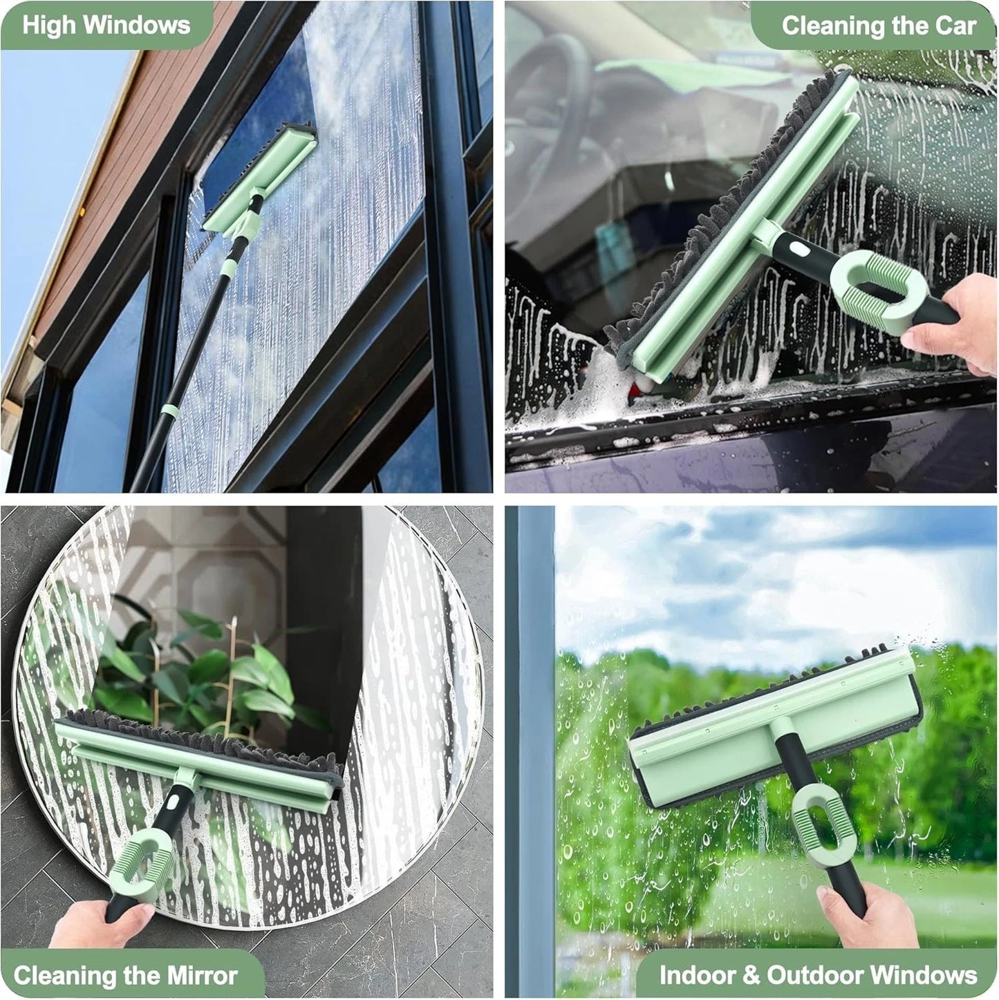 Window Squeegee Car Windshield Washer Kit for Shower Glass Mirrors Home Cleaning