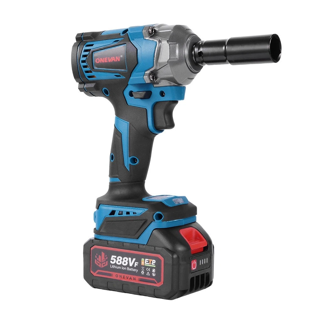 2000NM Cordless Impact Wrench Electric Brushless Rattle Gun w/2 Battery+Case Set