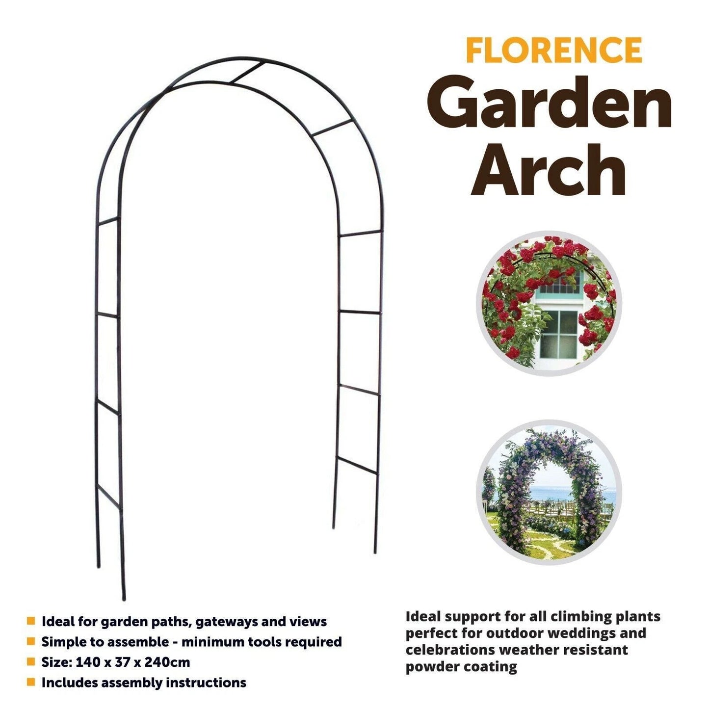 Garden Arch Wedding Archway Trellis Climbing Plants Support with Base