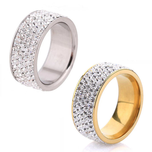 Women Jewelry Full Filled Zircon Band Ring Weddig Stainless Steel