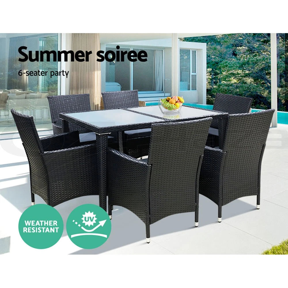 Gardeon 7 PCS Outdoor Dining Set Table & Chairs Patio Furniture Lounge Setting