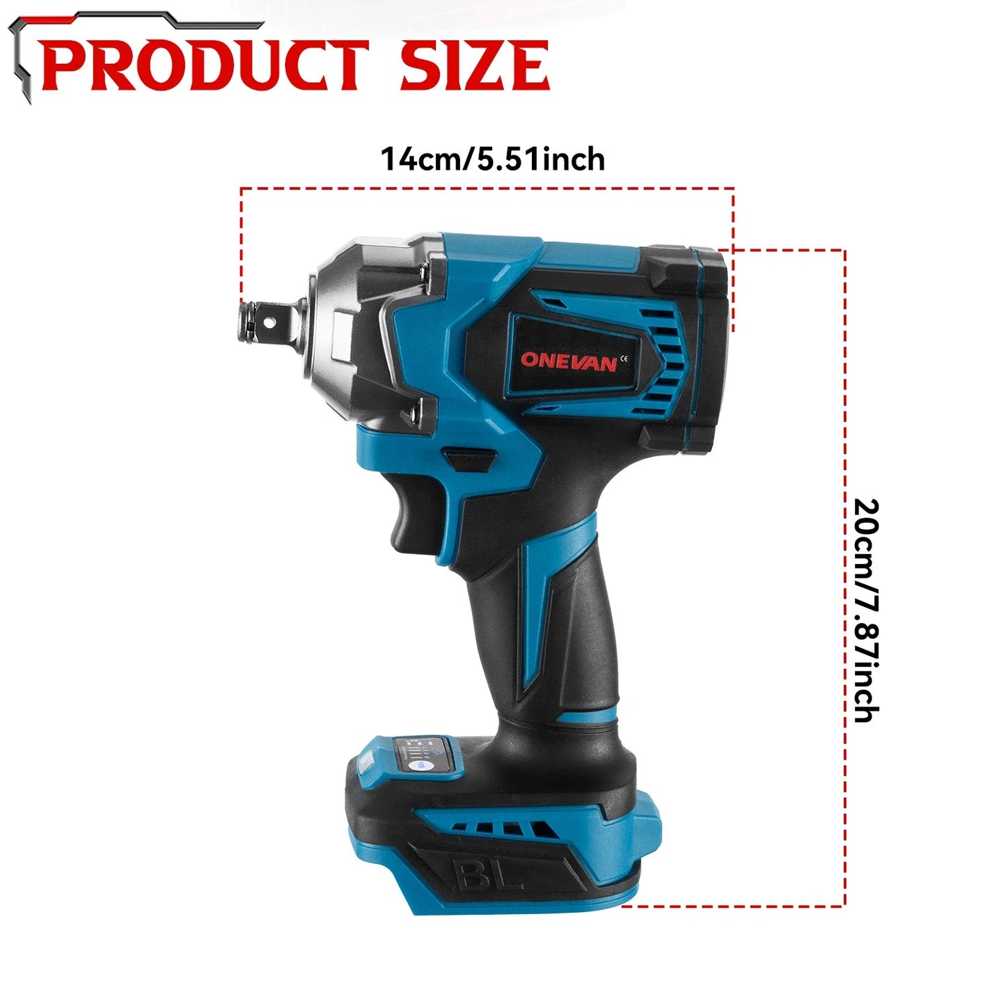 2000NM Cordless Impact Wrench Electric Brushless Rattle Gun w/2 Battery+Case Set