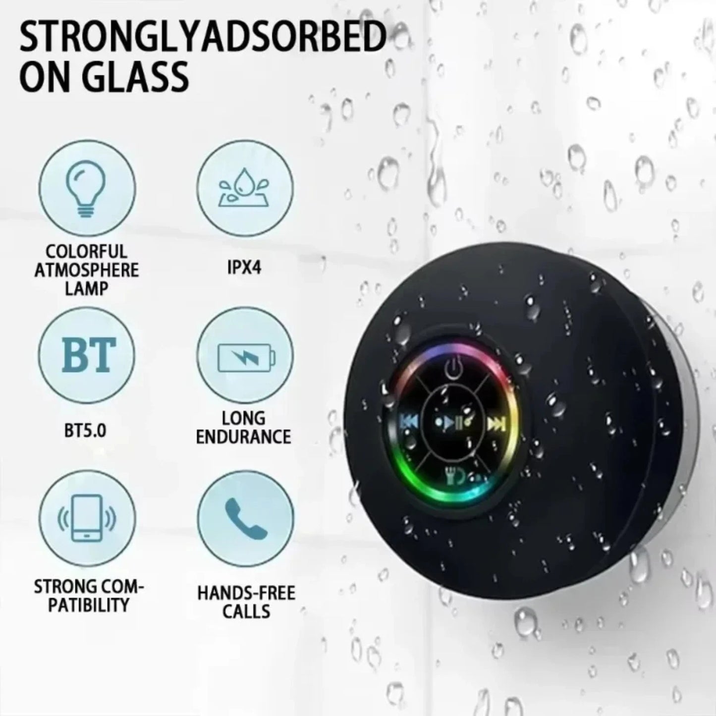 Waterproof Bluetooth Speaker Portable LED Bathroom Shower Wireless Mini Stereo