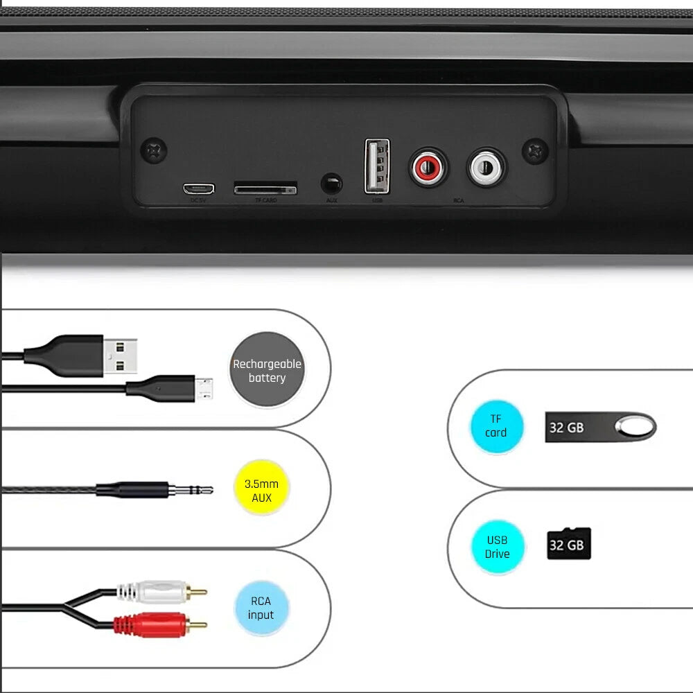 Sound Bar TV Theater Subwoofer Powerful Bluetooth 5.0 Wired Wireless Remote 40W