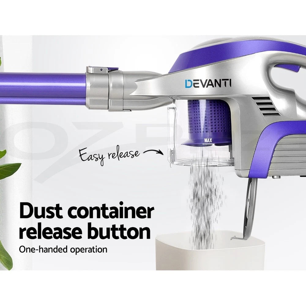 Devanti Stick Vacuum Cleaner Handstick Vac Handheld Cordless 150W Purple