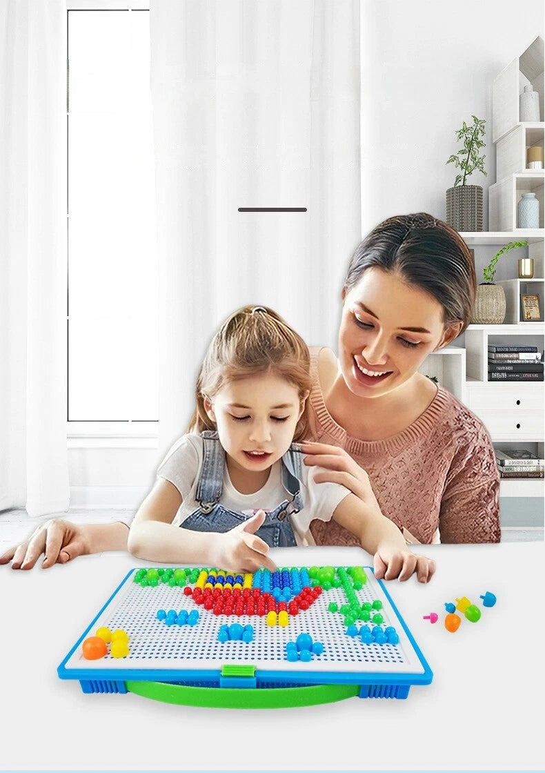 Kids Creative Children Puzzle Pegs Board 296 Educational Learning Toys DIY Gift