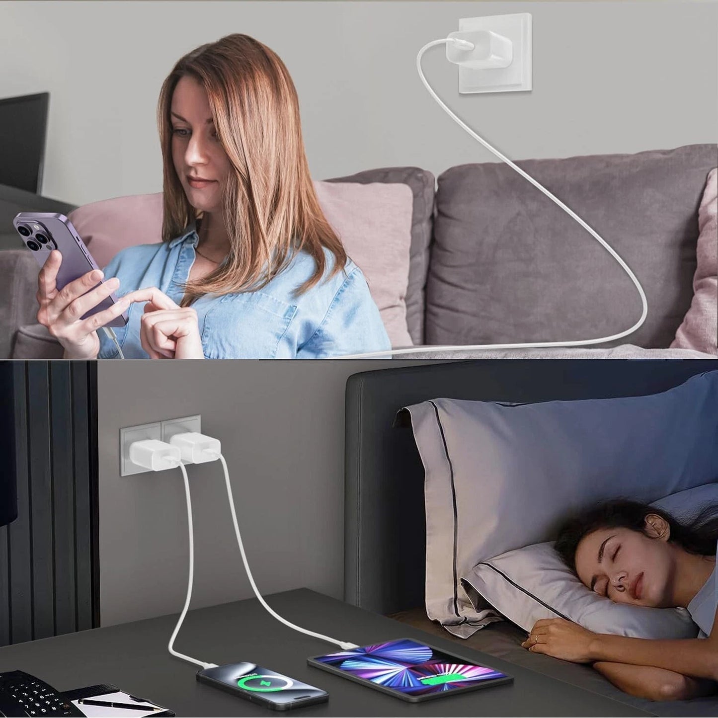 55W 4 Port USB-C PD Type-C Fast Charging Wall Plug USB C Charger Power Adapter