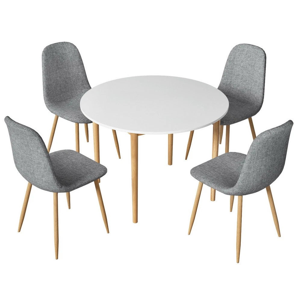 Artiss Dining Table and Chairs Set 5PCS White Grey Restaurant Kitchen Furniture