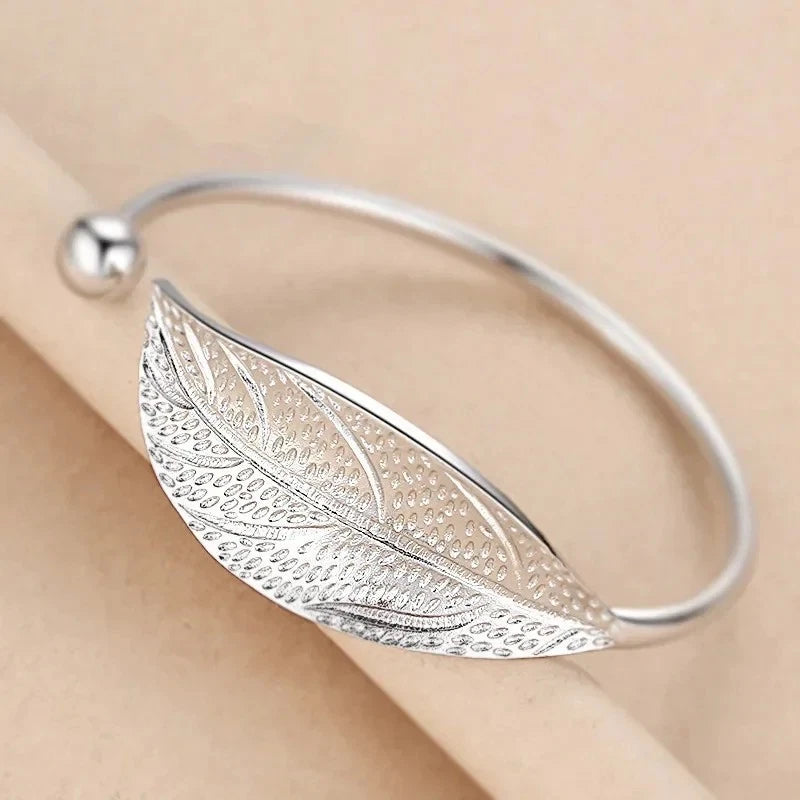 925 Sterling Silver Weave Bracelet – Adjustable Bangle for Women