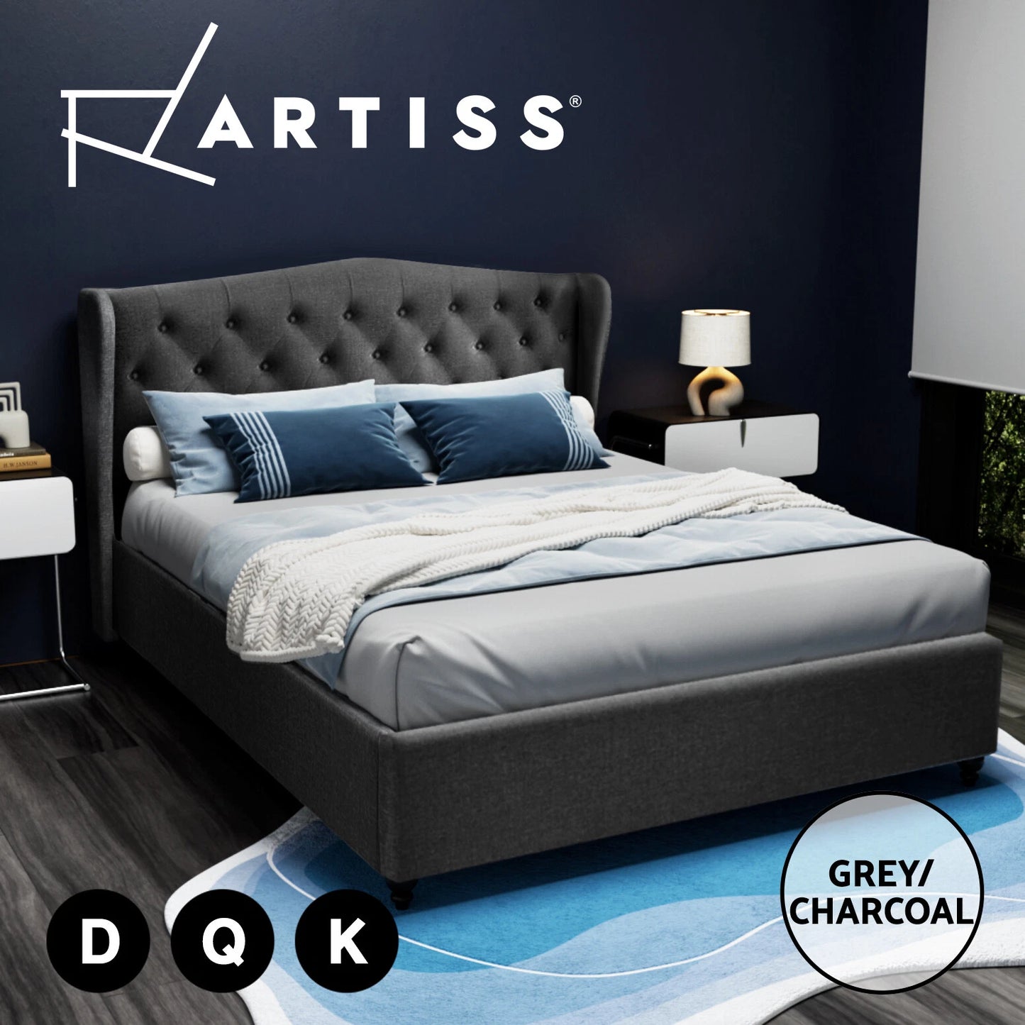 Artiss Bed Frame Double Queen King Size Base Mattress Platform Fabric Wooden