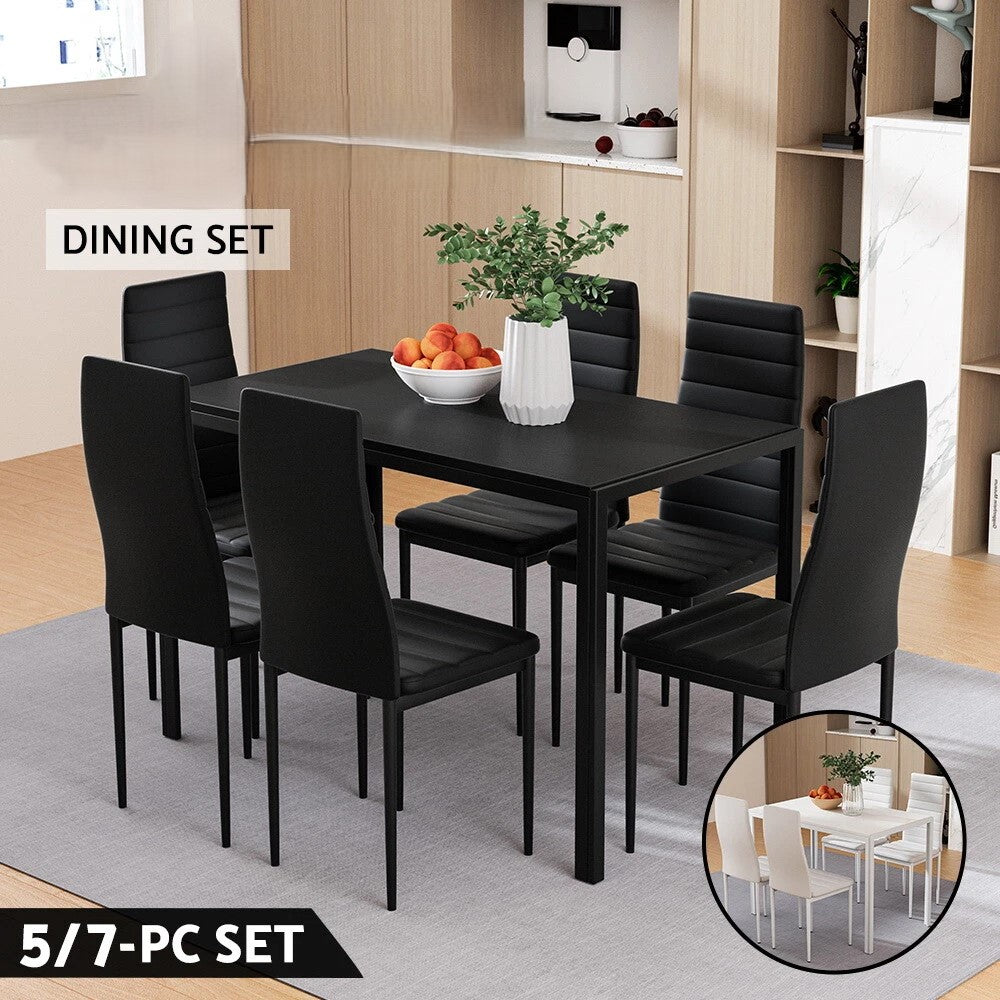 Artiss Dining Tables and Chairs Dining Set 5/7 Pieces Wooden Table Leather Chair
