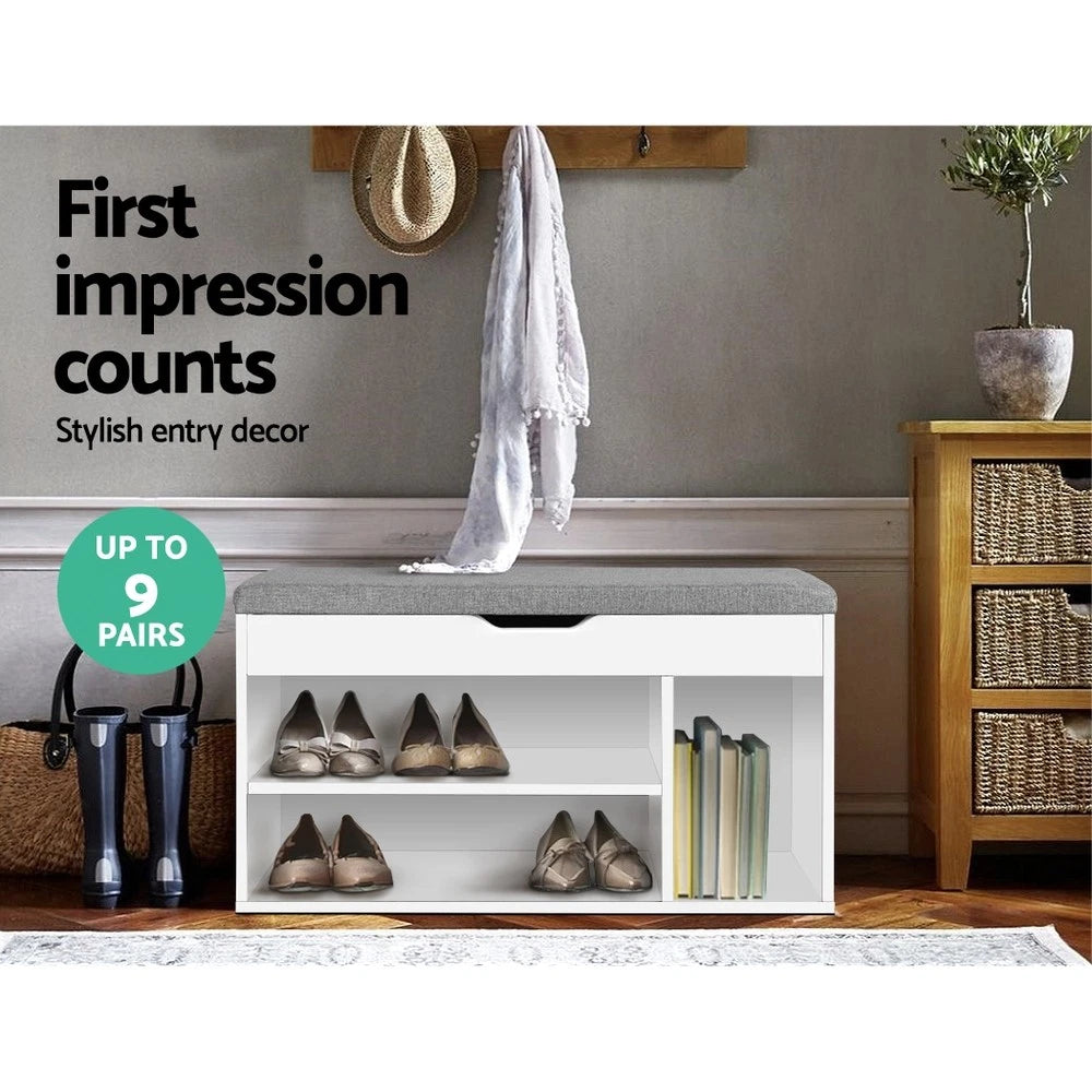 Artiss Shoe Rack Storage Cabinet Bench Shoes Organiser Shelf Cupboard Box White