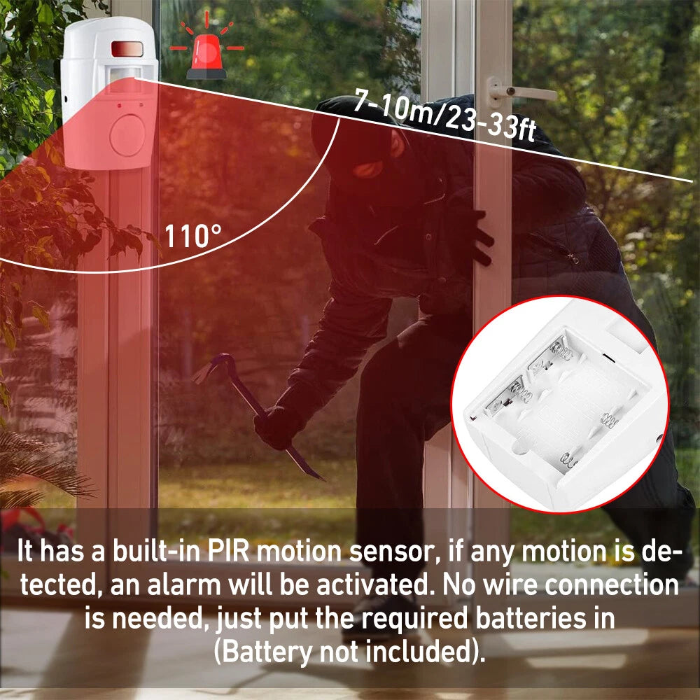 2 x Wireless PIR Motion Sensor Alarm & Remote Controls Home Caravan Garage Shed