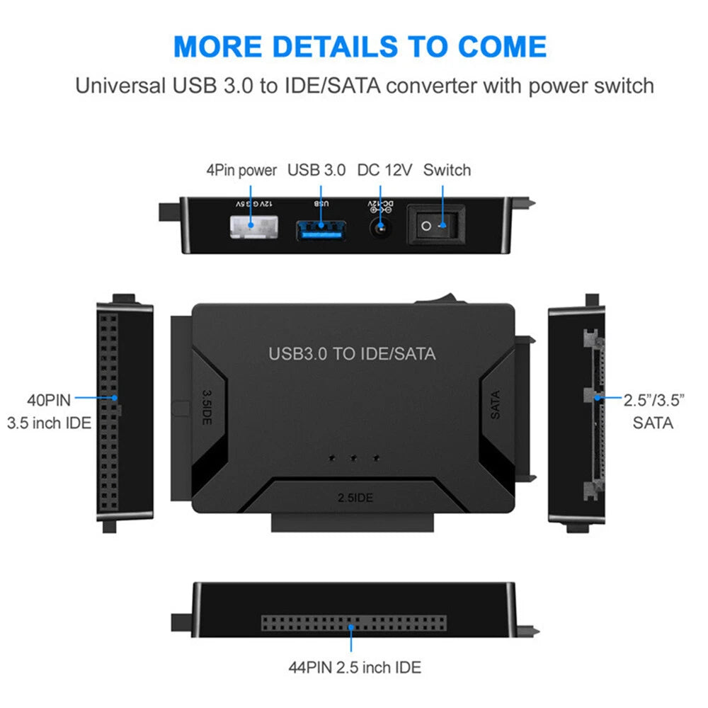 SATA IDE to USB 3.0 Adapter External Hard Drive Converter 2.5 3.5 Inch Data Kit