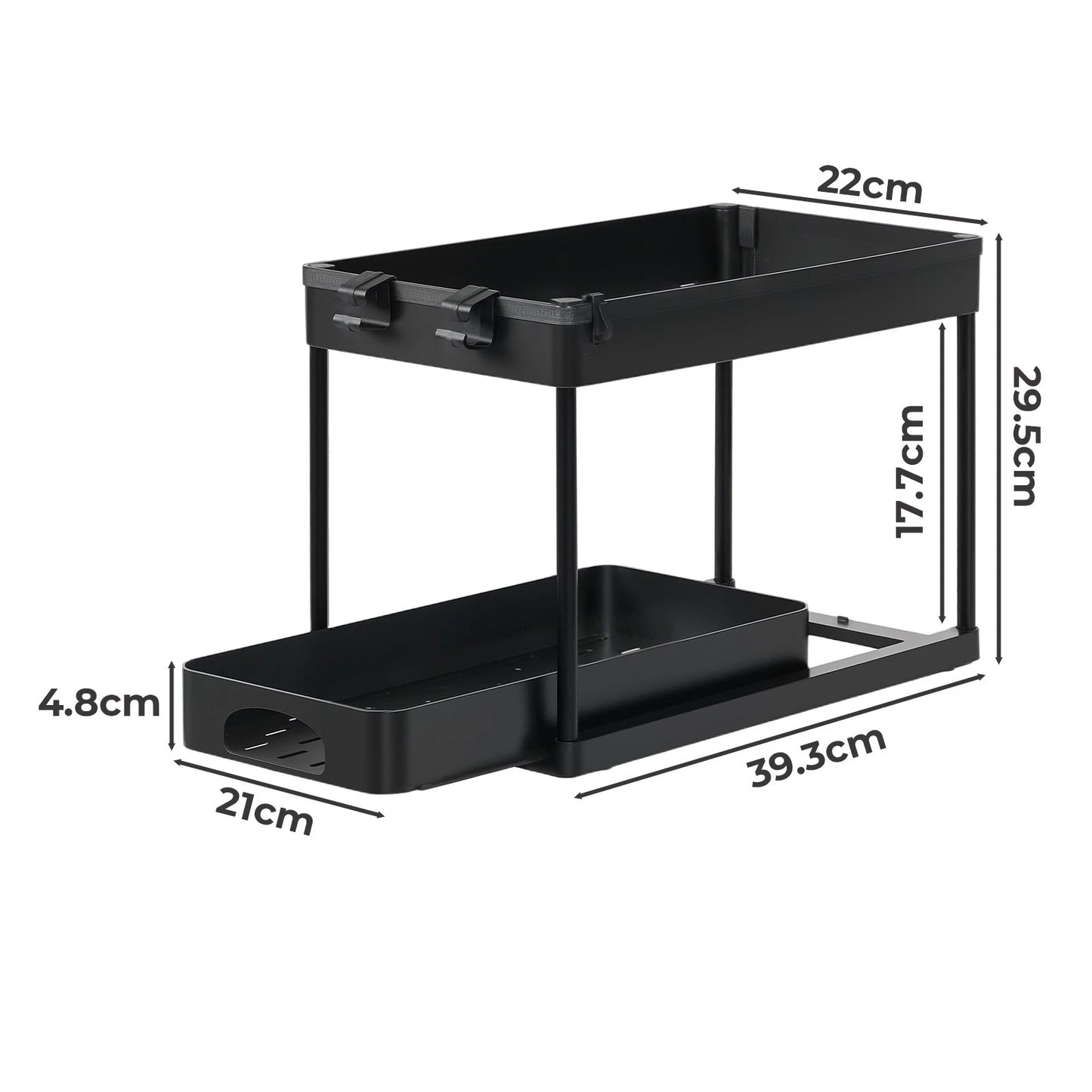 Toque 2 x Under Sink Organizer 2 Tiers Storage Sliding Drainage Kitchen Bathroom