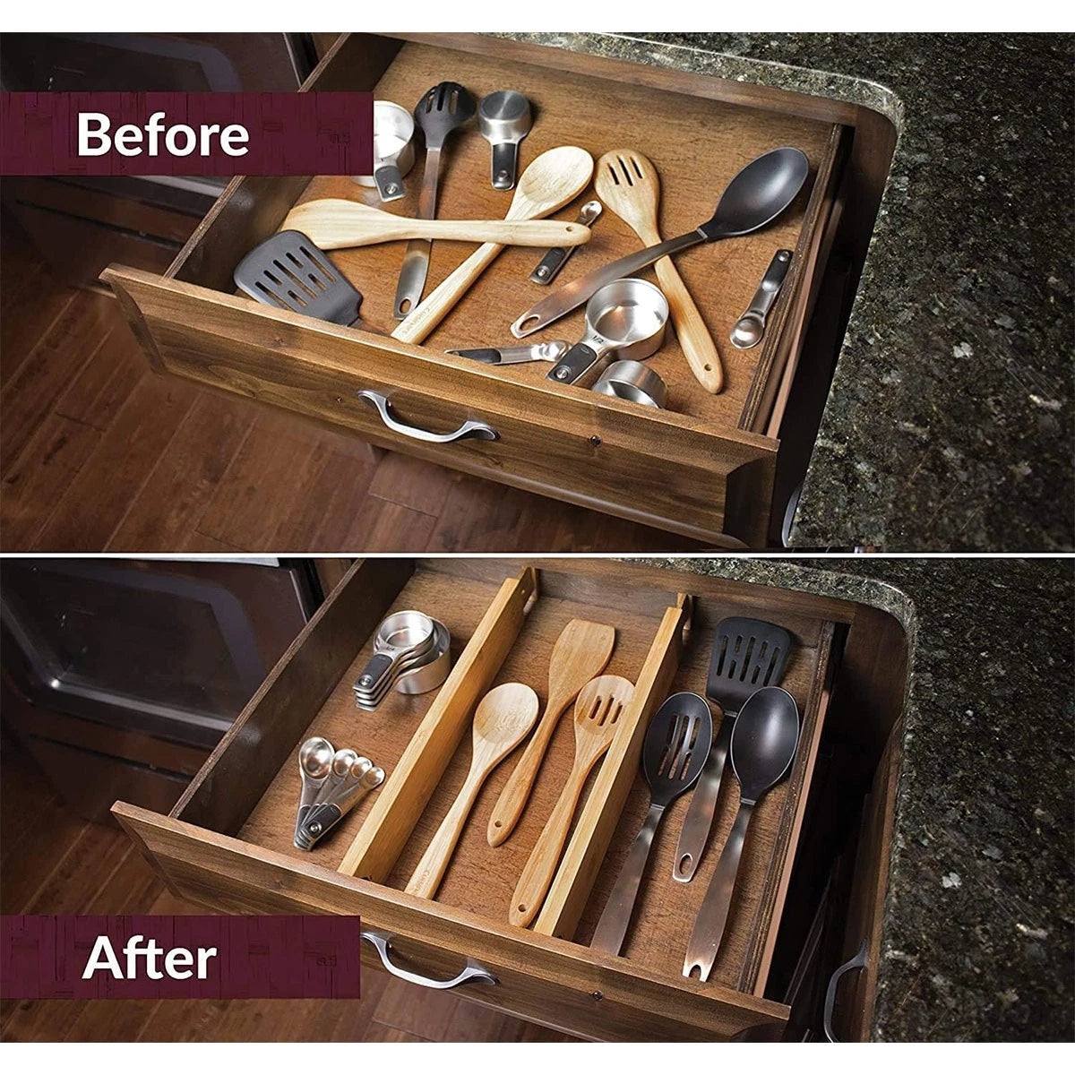4pcs Expandable Drawer Divider Adjustable Storage Organizer Kitchen Organizer