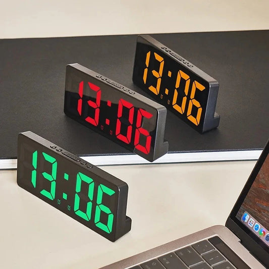 LED Digital Clock Mirror Display Snooze Alarm Temperature Time Table Desk Decor