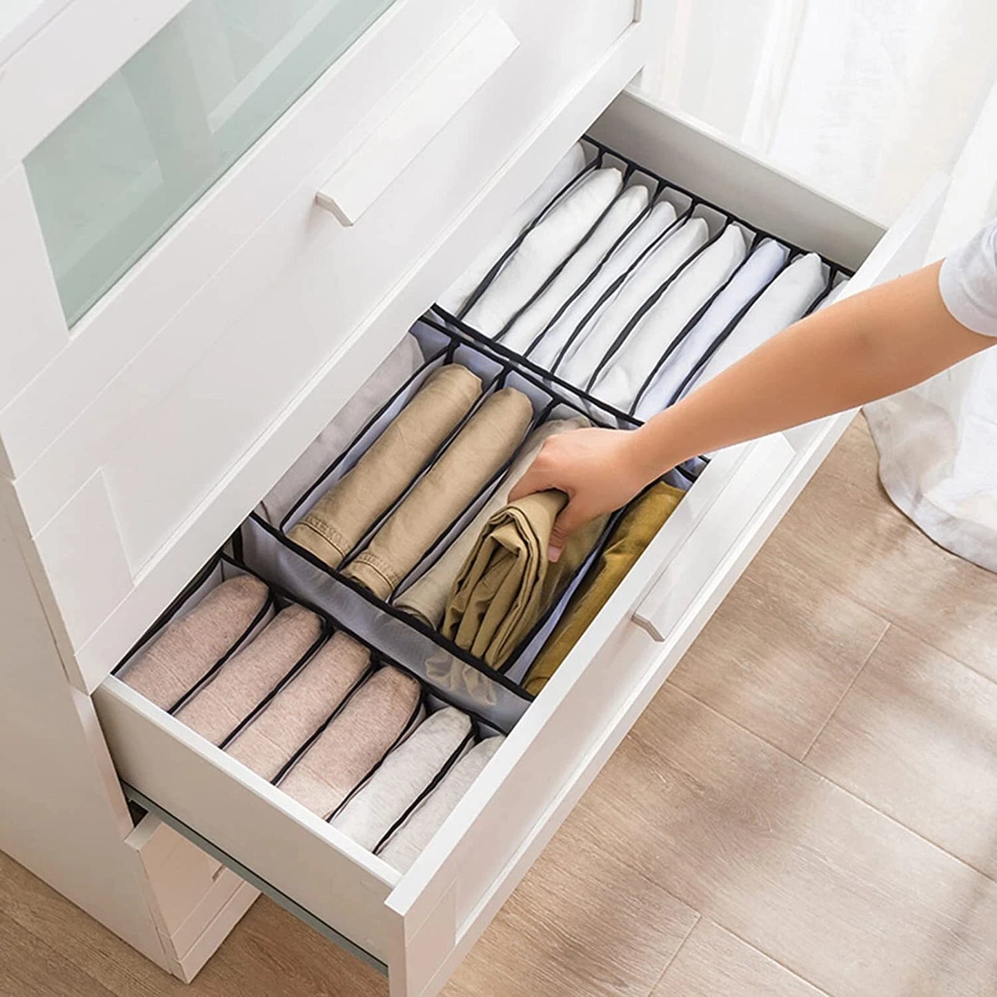 Foldable Clothes Drawer Organizer Mesh Storage Box Closet Wardrobe Jeans T-Shirt