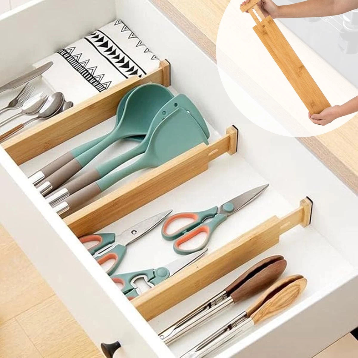 4pcs Expandable Drawer Divider Adjustable Storage Organizer Kitchen Organizer