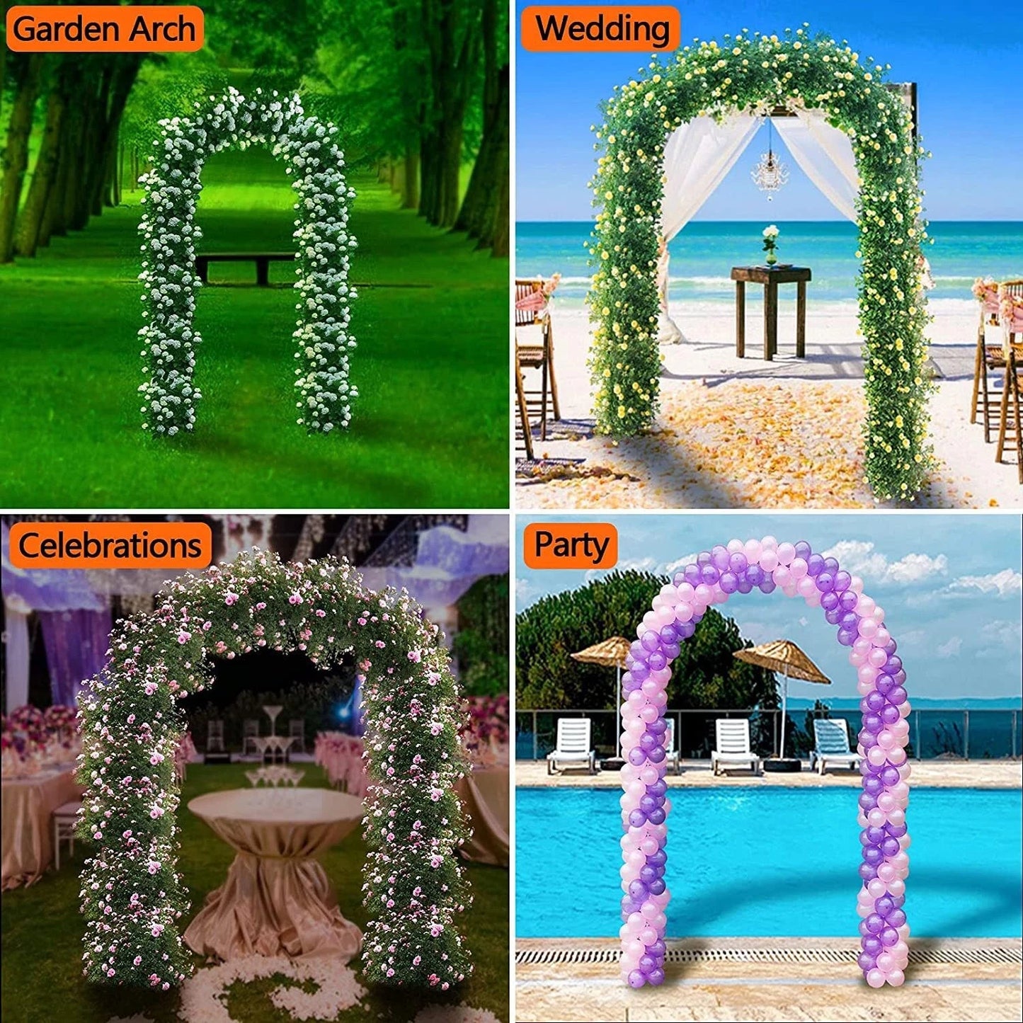 Garden Arch Wedding Archway Trellis Climbing Plants Support with Base