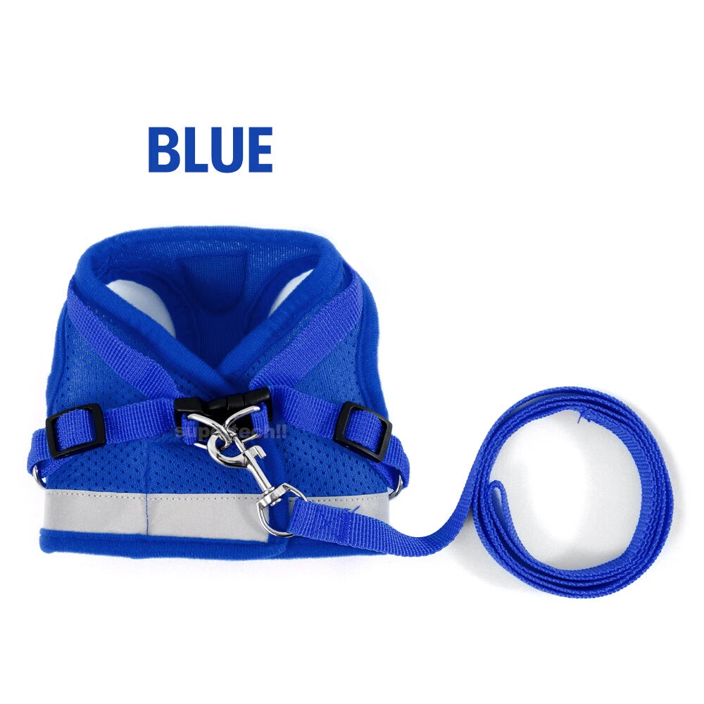 Kitten Dog Cat Harness Walking  Vest Lead Leash Collar Pet Vest Mesh Adjustable