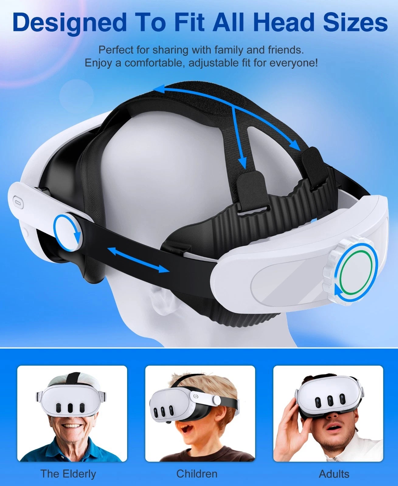 for VR Headset Accessories Adjustable Head Strap for Meta Quest 3s/3/2 Headstrap