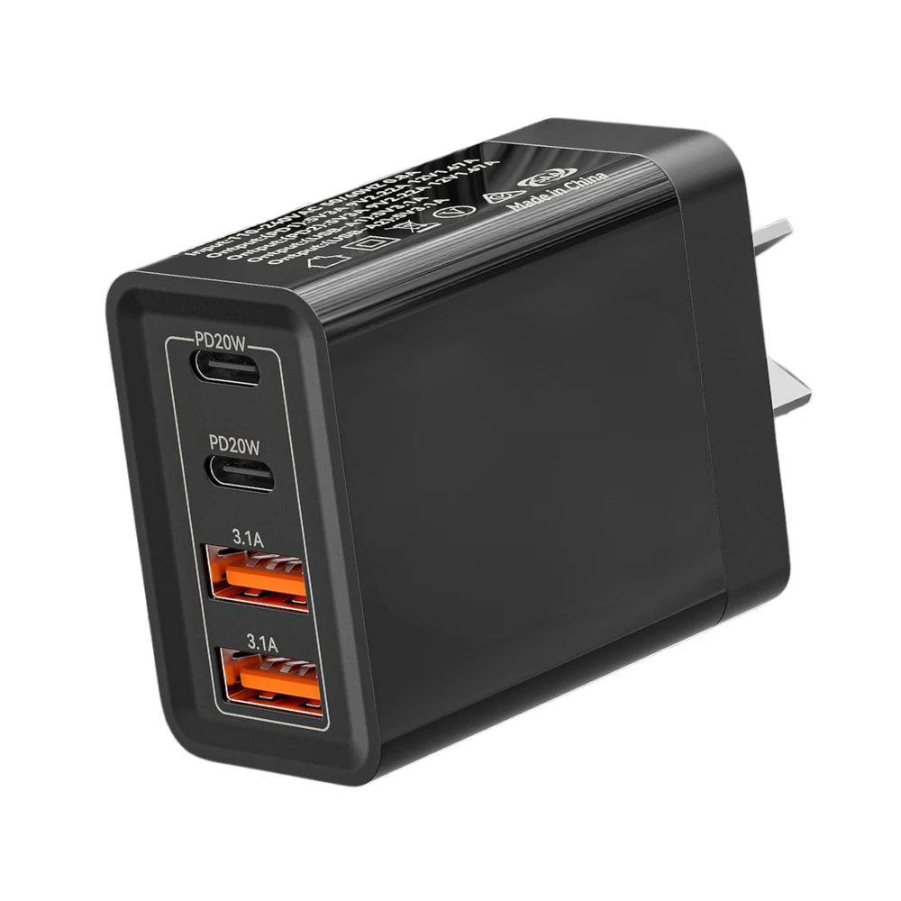 55W 4 Port USB-C PD Type-C Fast Charging Wall Plug USB C Charger Power Adapter