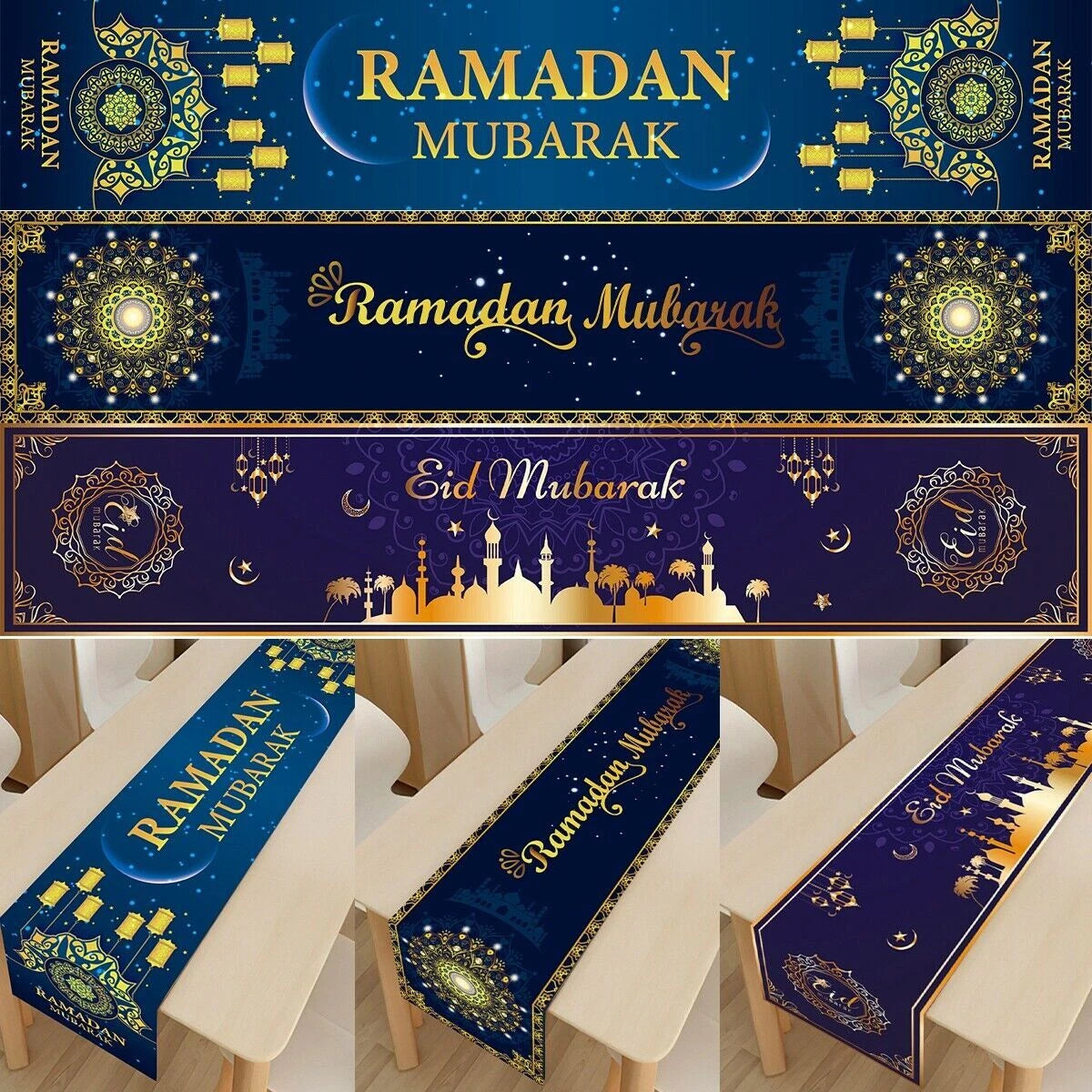 Eid Mubarak Table Runner Ramadan Decoration For Home Islamic Muslim Party Decor