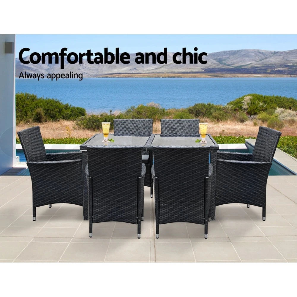 Gardeon 7 PCS Outdoor Dining Set Table & Chairs Patio Furniture Lounge Setting