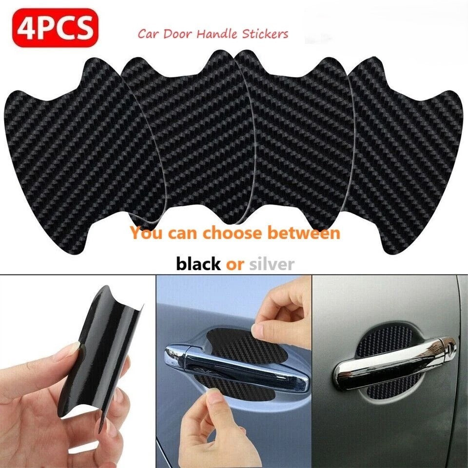4pcs Car Door Handle 3D Carbon Fiber Anti Scratch Protector Film Cover Sticker
