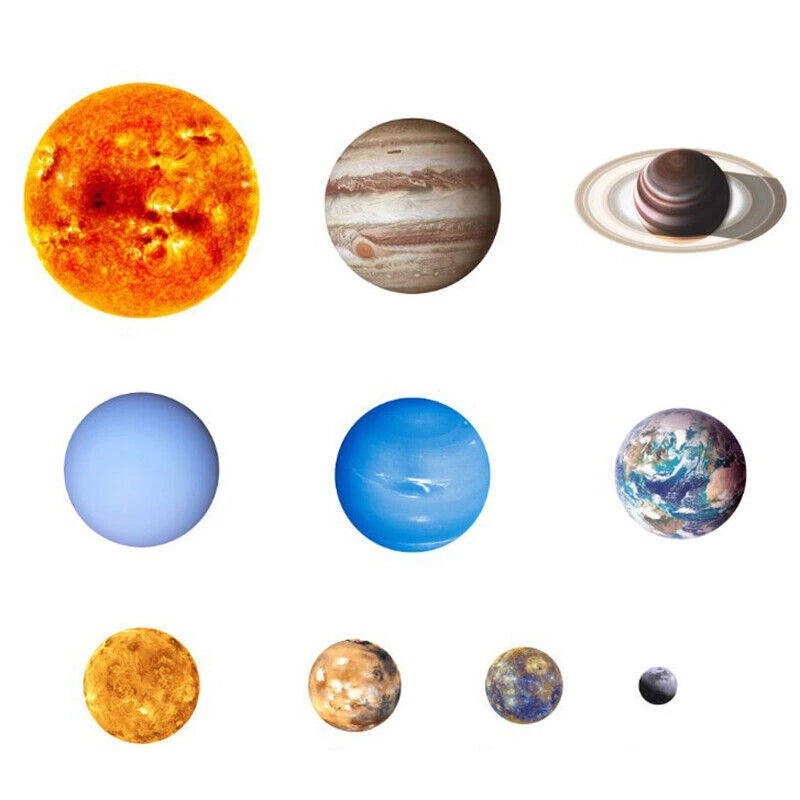 Glow In The Dark Solar System Wall Sticker 10 Planet Decal Kids Room Decor stars