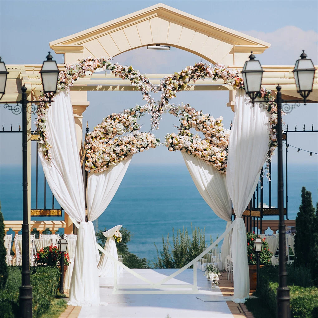 7.21ft Heart Shaped Wedding Backdrop Stand Metal Balloon Arch Frame Ceremony