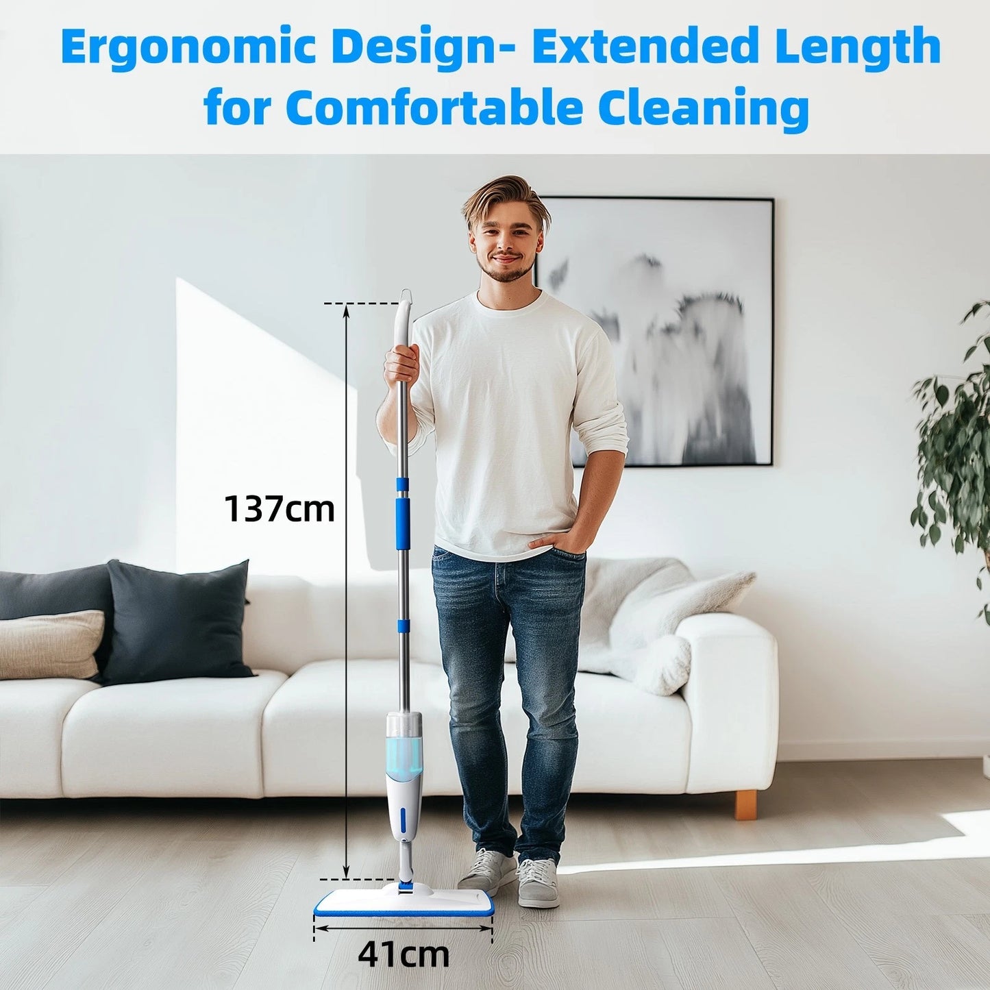 Enigma S1 Spray Mop with 3 Pads & 30ml solution Wet Dry Microfiber Floor Cleaner
