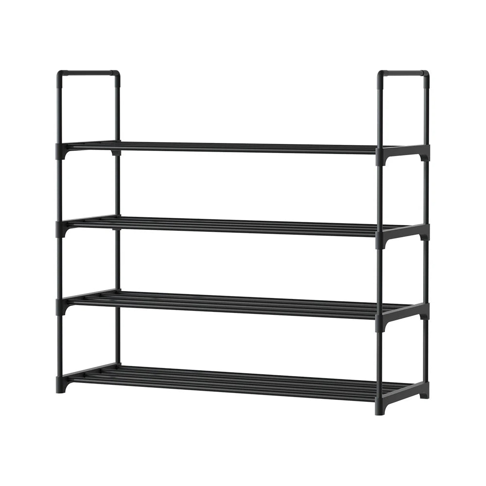 Artiss Shoe Rack Storage Cabinet Stackable Shelves Stand 4 Tiers 16 Pairs Black