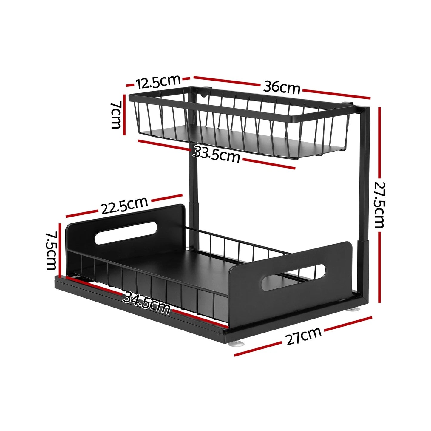 Artiss Under Sink Organizer Storage L Shape Kitchen Cabinet Shelf