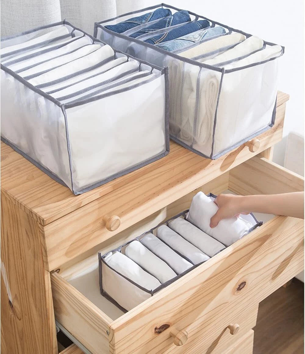 Foldable Clothes Drawer Organizer Mesh Storage Box Closet Wardrobe Jeans T-Shirt