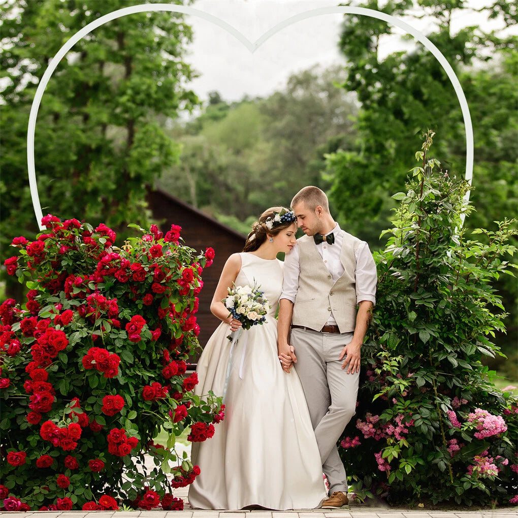 7.21ft Heart Shaped Wedding Backdrop Stand Metal Balloon Arch Frame Ceremony