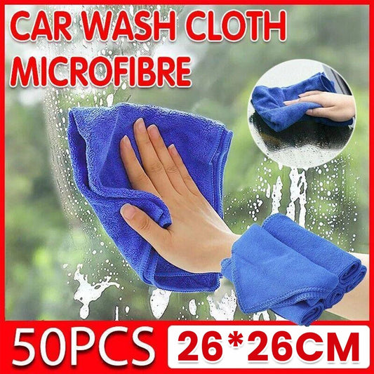 50PCS Blue Microfibre Cloths Car Cleaning Cloth Detailing Towels Washing Duster
