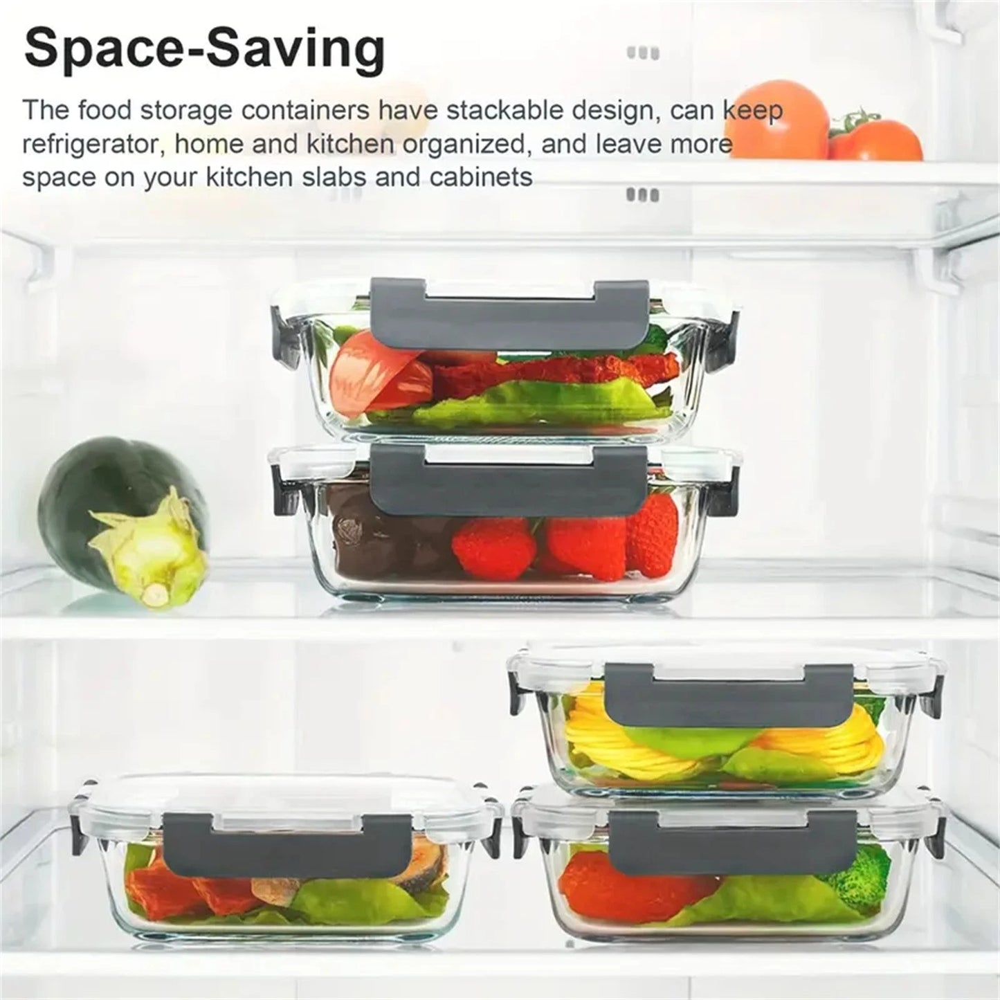 10PCS Pack Glass Food Storage Containers With Lids Airtight Leak Meal Prep Glass